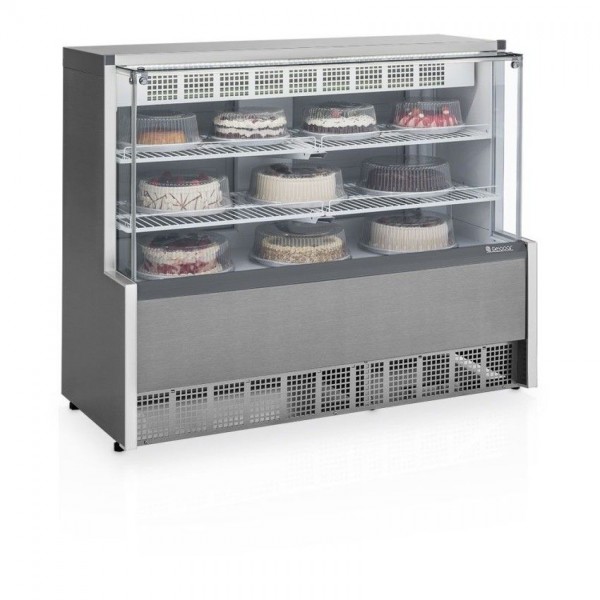 Vitrine Refrigerada Tipo Inox 1.40m Confeitaria - Dupla Função - Gelopar