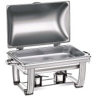 Rechaud Inox Banho Maria Retangular 2 Cubas 8 Litr...