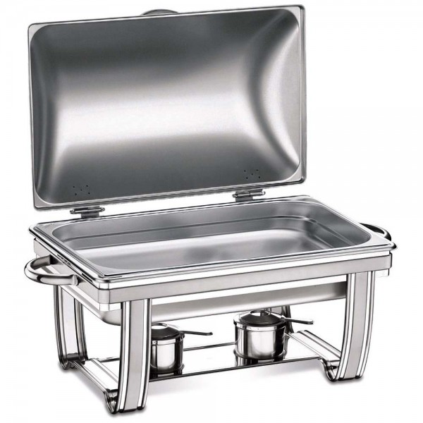 Rechaud Inox Banho Maria Retangular 2 Cubas 8 Litros com Tampa - Tramontina