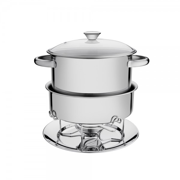 Rechaud Inox Banho Maria Redondo 7 Litros Inox com Fogareiro - Tramontina