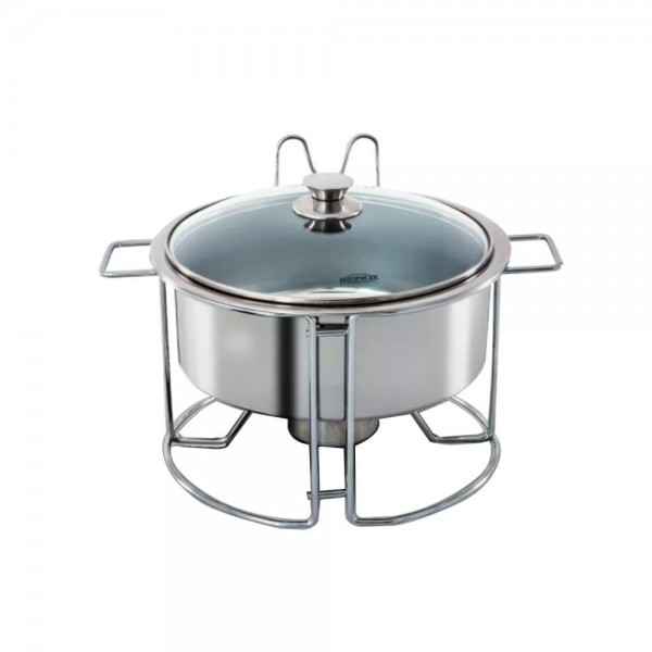 Rechaud Inox Linha Savoy Redondo 4,5 Litros - Brin...