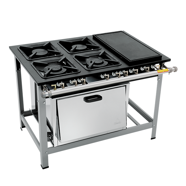 Fogão 4 Bocas Série Luxo Com Forno e Chapa 2QS/2QD Baixa Pressão - Metalmaq