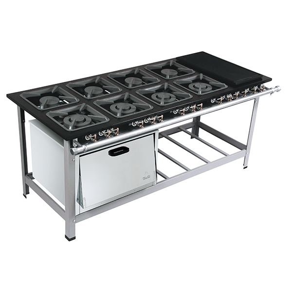 Fogão 8 Bocas Série Luxo Com Forno e Chapa 4QS/4QD Baixa Pressão - Metalmaq